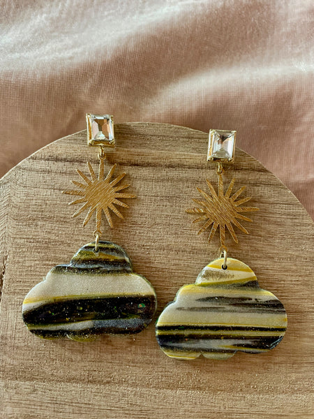 polymer clay cloud earrings