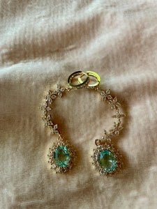 aquamarine gold dangle earrings