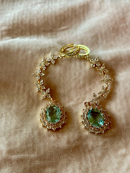 aquamarine gold dangle earrings