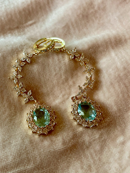 aquamarine gold dangle earrings