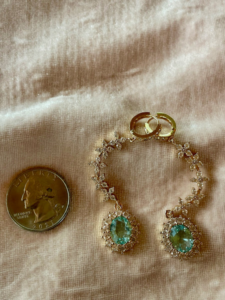 aquamarine gold dangle earrings