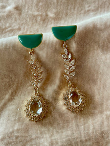 cubic zirconia gold dangle earrings