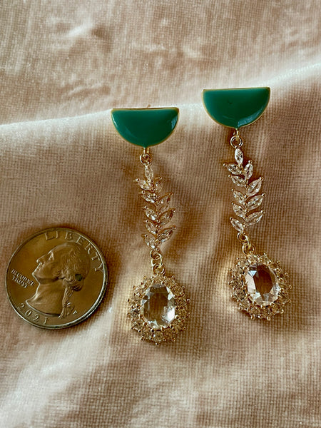 cubic zirconia gold dangle earrings
