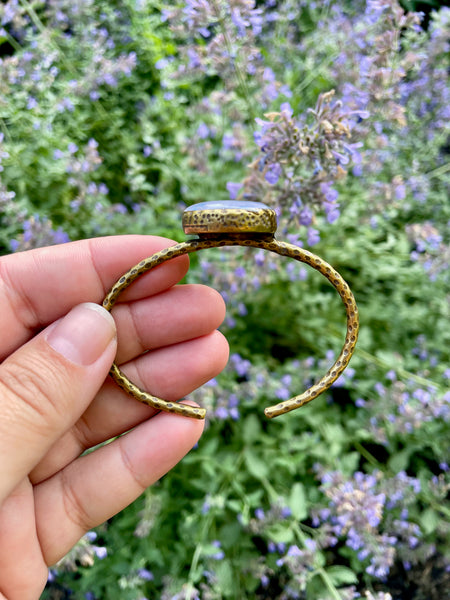 polymer clay amethyst quartz adjustable bronze bracelet