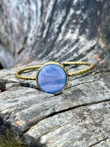 polymer clay amethyst quartz adjustable bronze bracelet