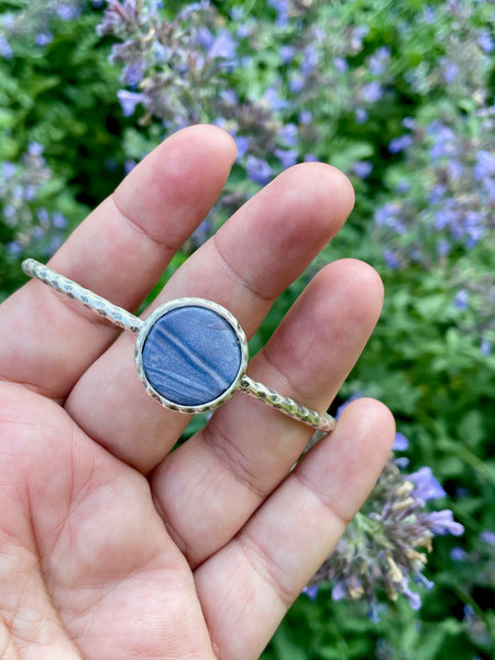polymer clay amethyst quartz adjustable silver bracelet