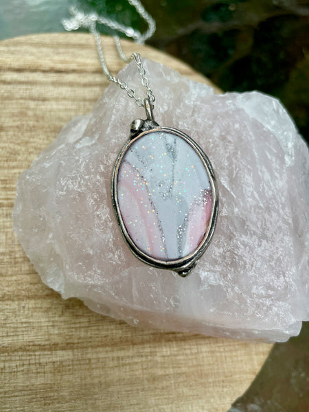 opalescent polymer clay necklace