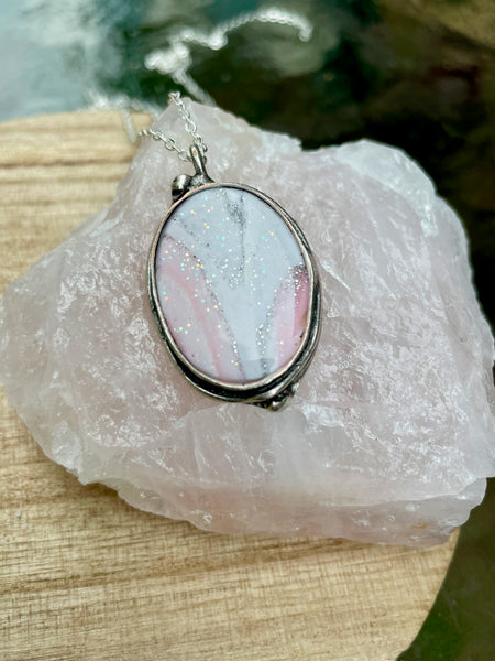 opalescent polymer clay necklace