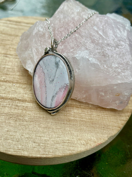 opalescent polymer clay necklace