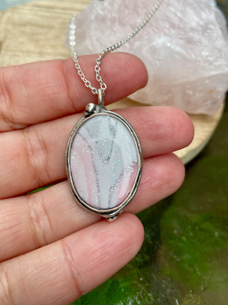 opalescent polymer clay necklace