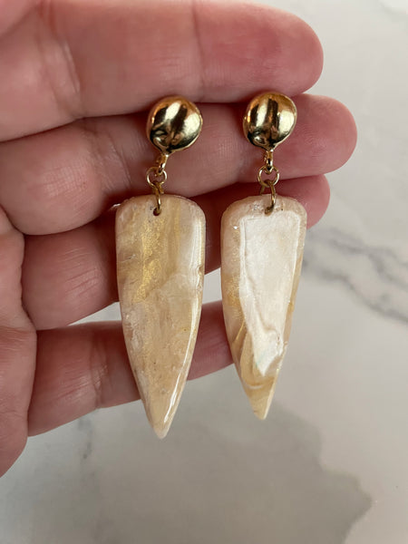 bone and ivory inspired polymer clay earrings