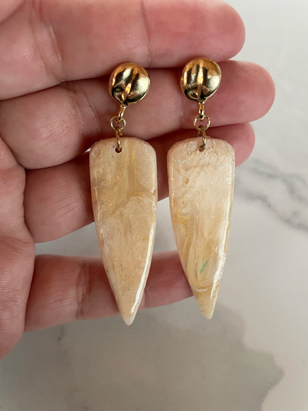 bone and ivory inspired polymer clay earrings