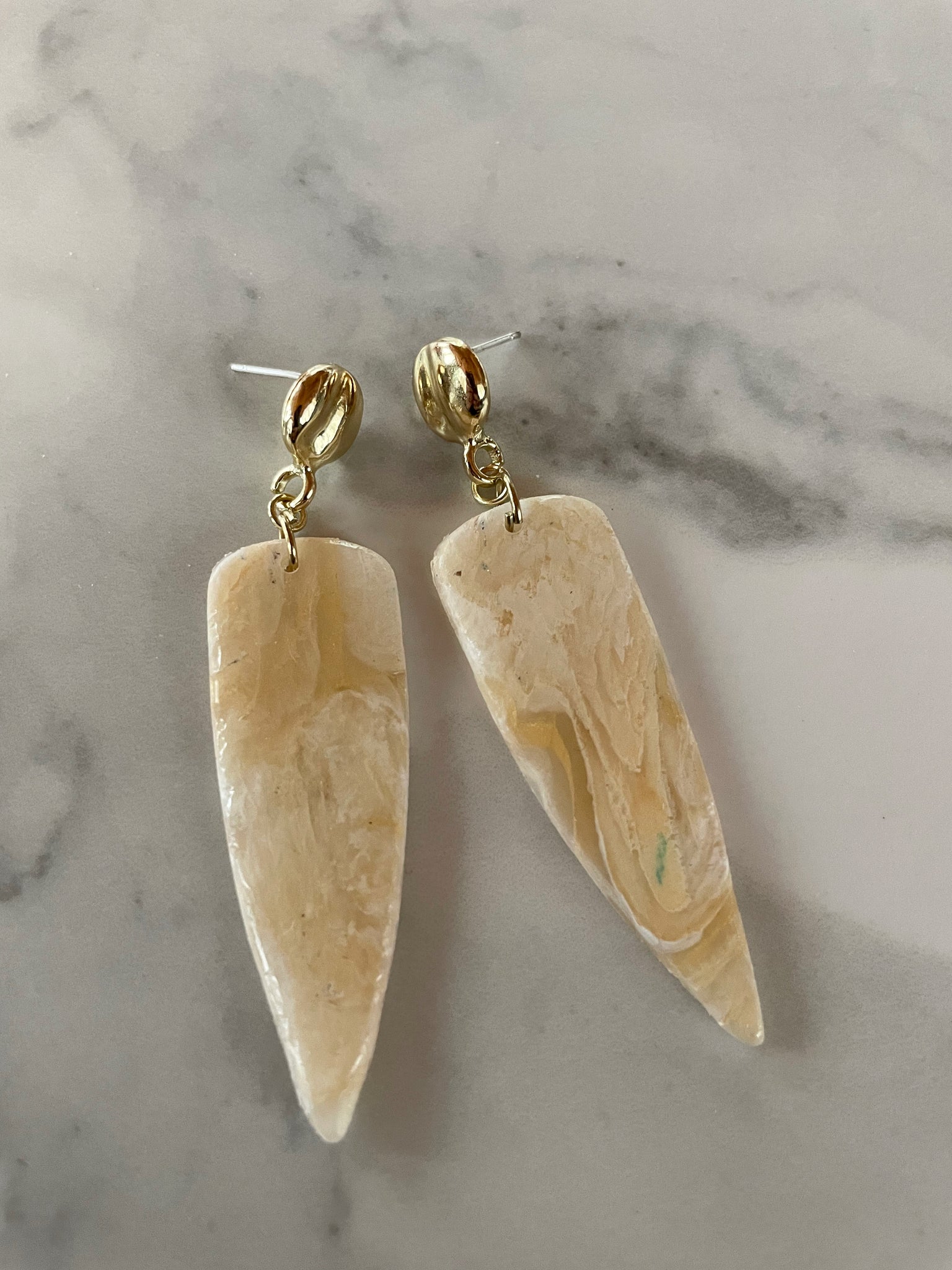 bone and ivory inspired polymer clay earrings