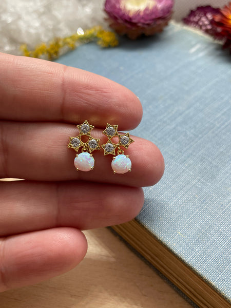 opal star earrings