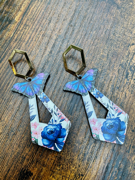 wooden butterfly earrings