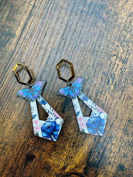 wooden butterfly earrings
