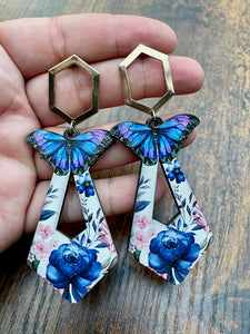 wooden butterfly earrings