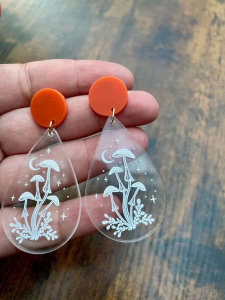 mushroom acrylic earrings