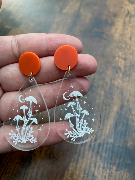 mushroom acrylic earrings