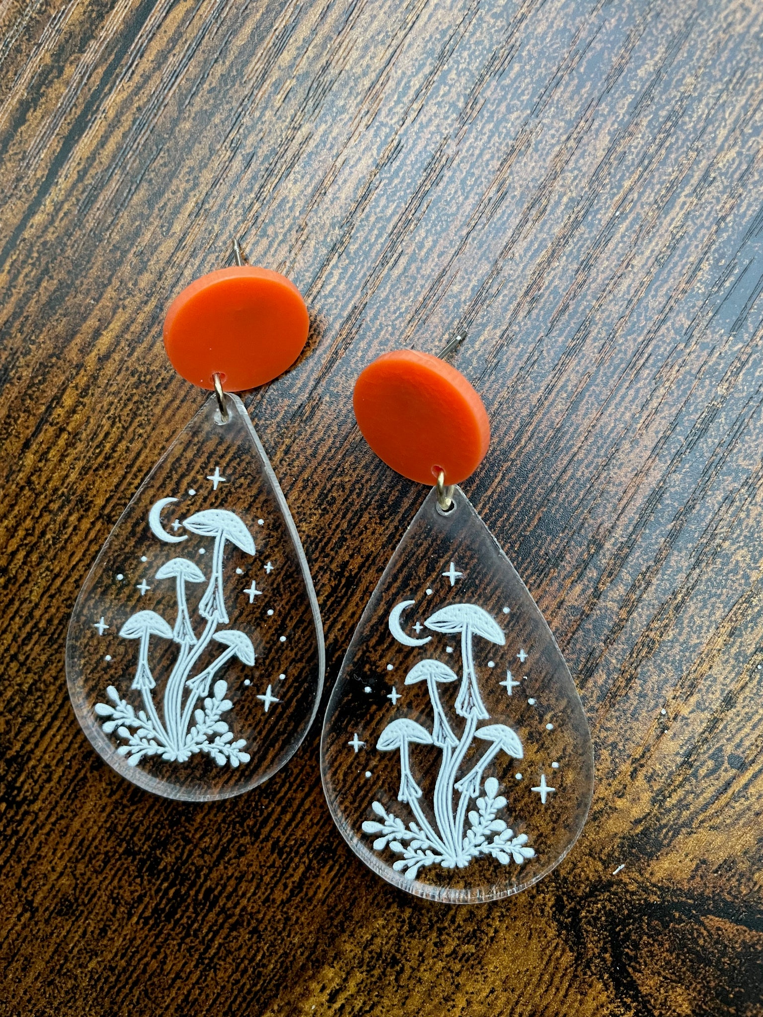 mushroom acrylic earrings