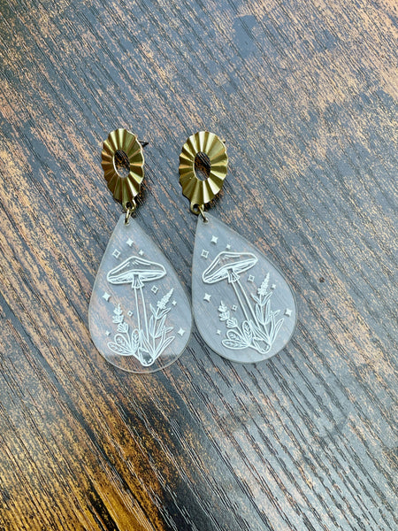 mushroom acrylic earrings