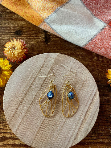 lapis lazuli gold butterfly wing earrings
