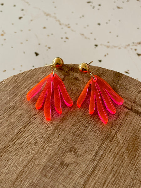 neon pink acrylic dangle earring