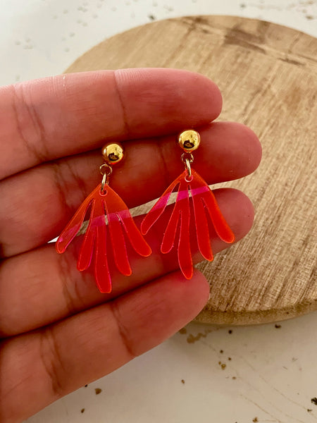 neon pink acrylic dangle earring