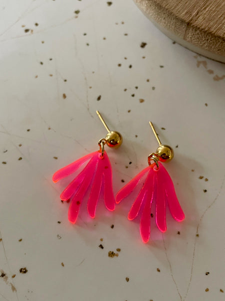 neon pink acrylic dangle earring