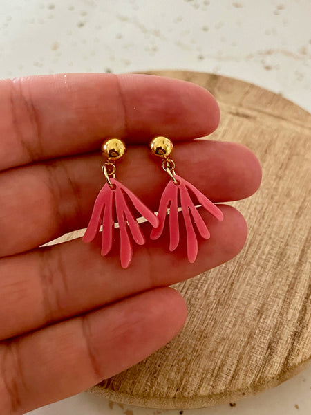 pink acrylic dangle earring