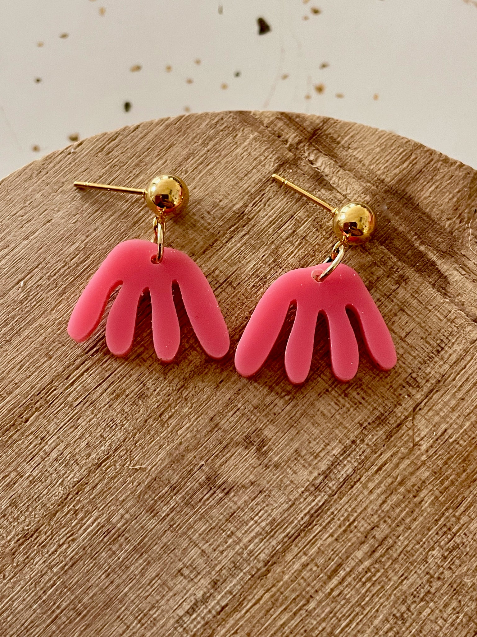 pink acrylic dangle earring
