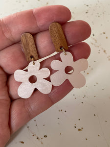 pearl white acrylic flower dangle earring