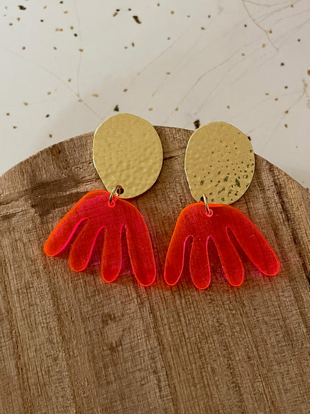 neon pink acrylic dangle earring