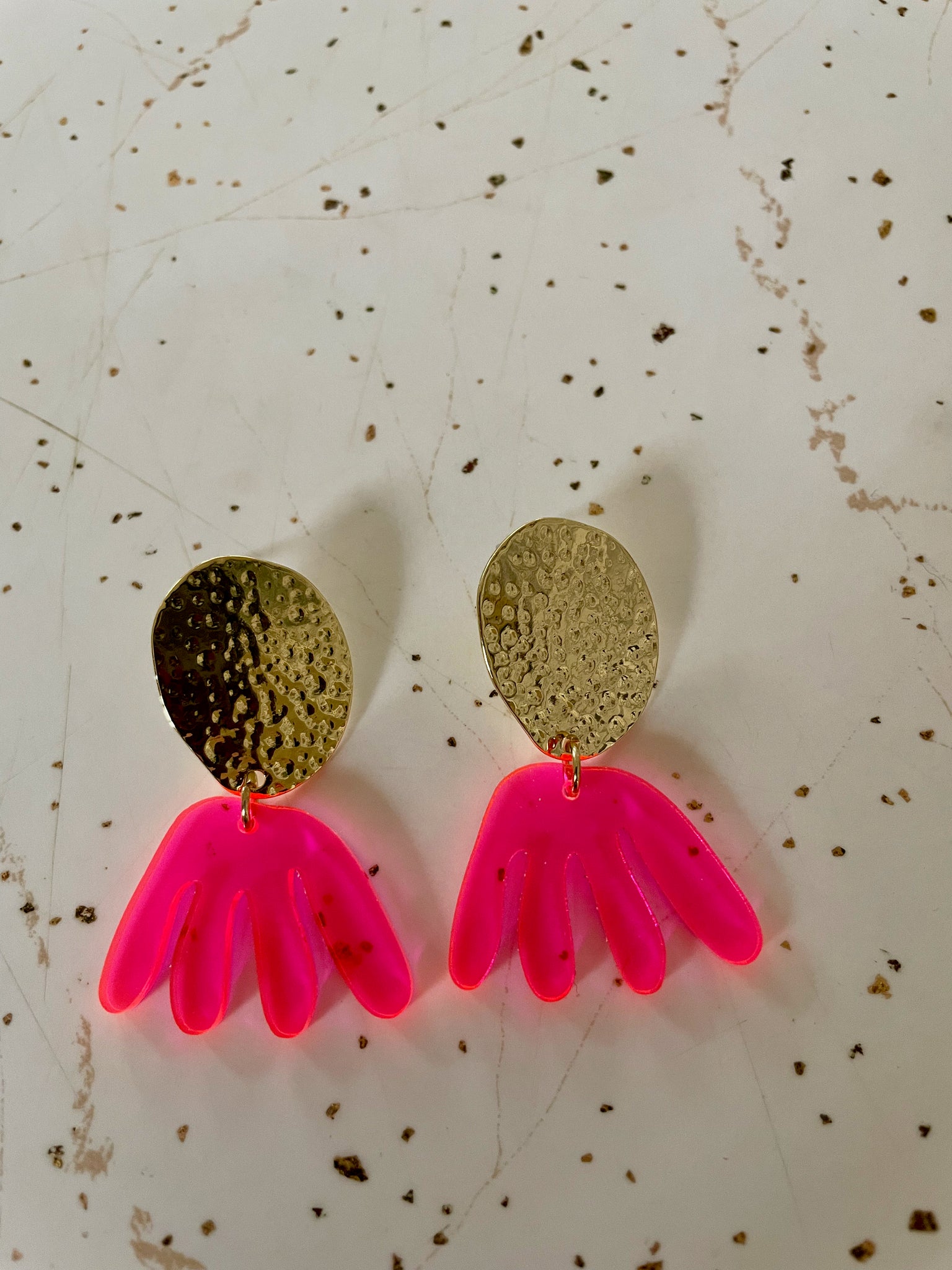 neon pink acrylic dangle earring