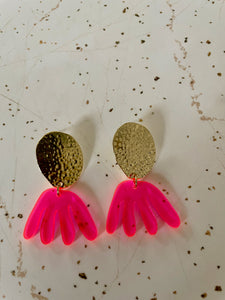 neon pink acrylic dangle earring