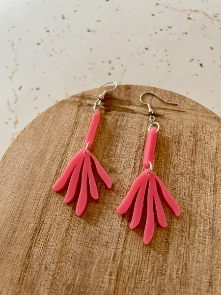 pink acrylic dangle earring