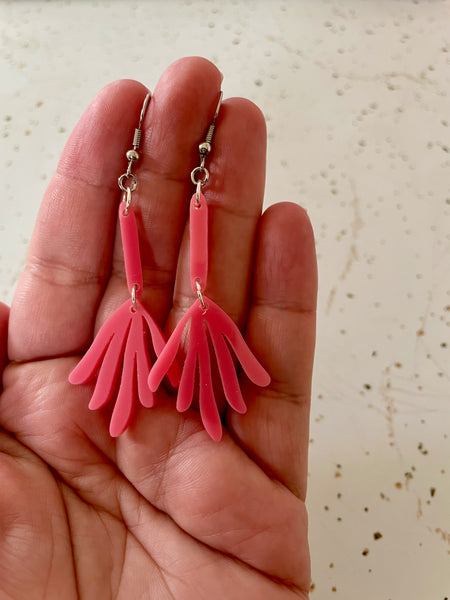 pink acrylic dangle earring