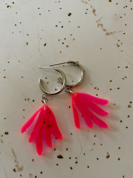 neon pink acrylic dangle earring