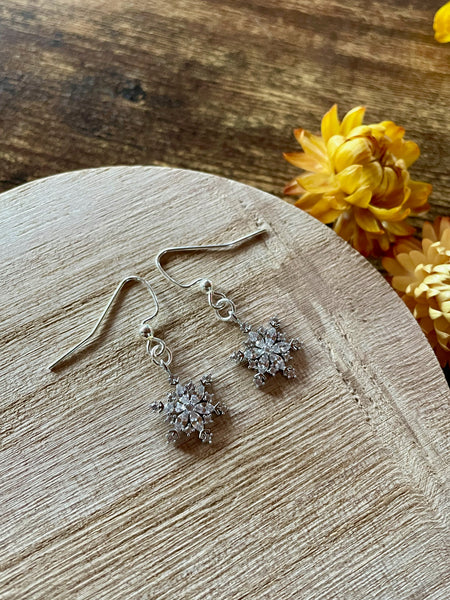 silver snowflake earrings