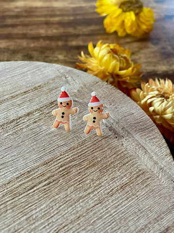 gingerbread man stud earrings