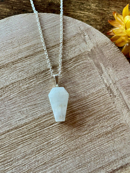 Moonstone coffin necklace