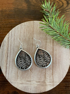 winter evergreen silver earrings