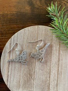lace bird silver earrings