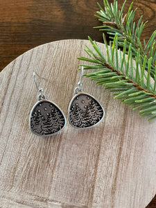 winter evergreen silver earrings