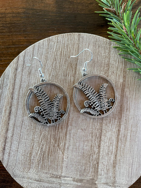 fern silver earrings