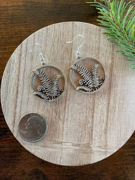 fern silver earrings