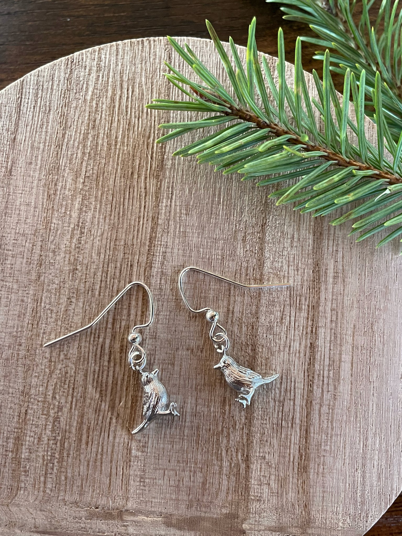 silver bird earrings