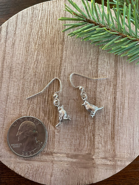 silver bird earrings