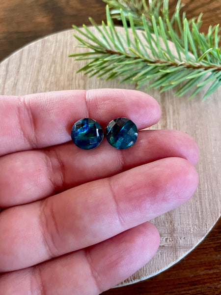 abalone quartz stud earrings