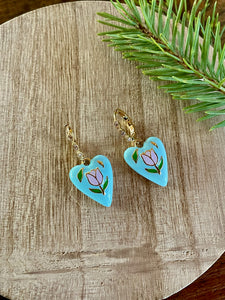 enamel heart huggie earrings